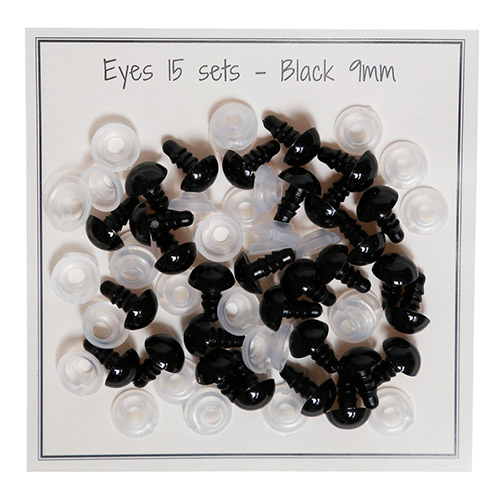 Go Handmade Sikkerhedsøjne Sort 9 mm (15 par)