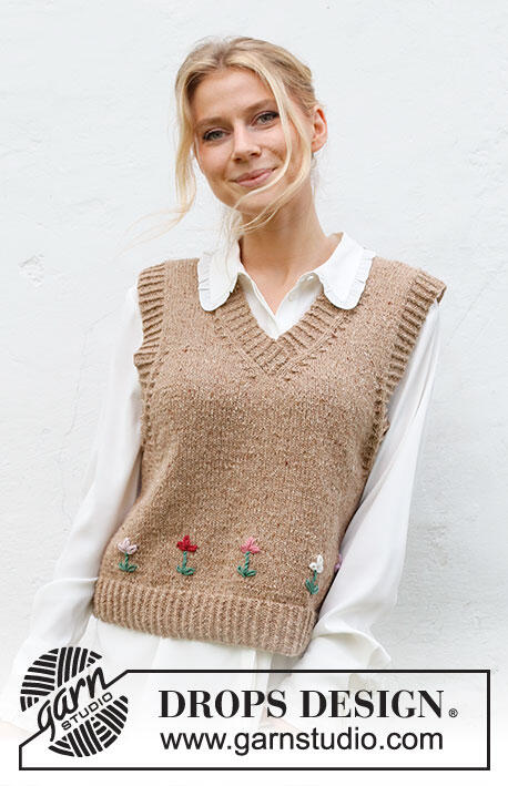 222-42 May Flowers Vest by DROPS Design