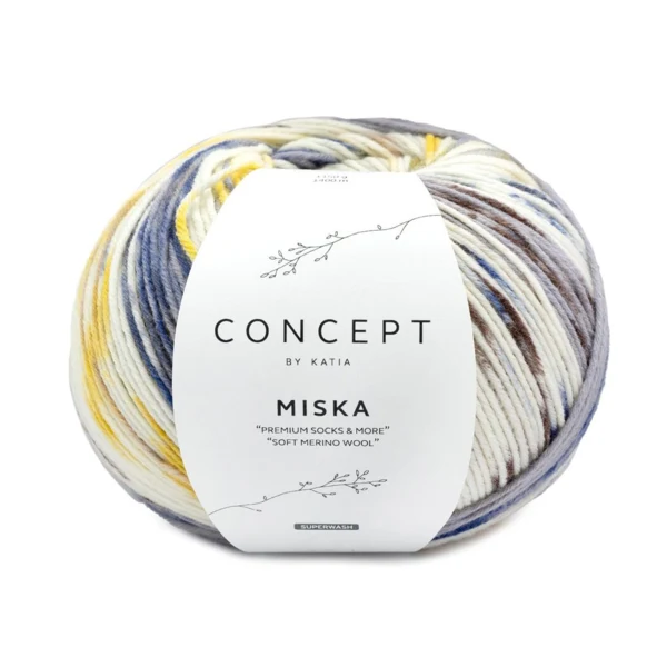 Katia Concept Miska Socks 104 Blue-Camel-Yellow