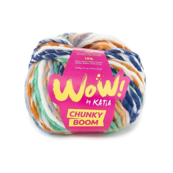 Katia Wow Chunky Boom 307 Blue-turquoise-Orange