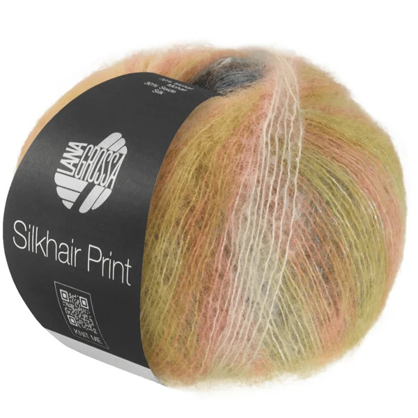 Lana Grossa Silkhair Print 440 Vanilla/cream/orange/turquoise/mustard yellow/berry