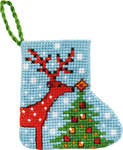 Embroidery Kit Reindeer 7 x 7 cm / 3 x 3 in