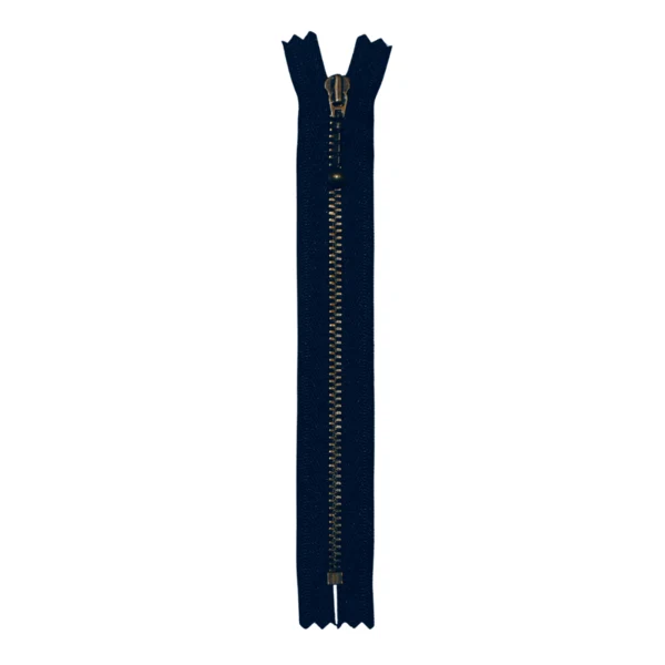 YKK Fixed Zipper Antique Brass 4 mm 17 cm 560 Navy