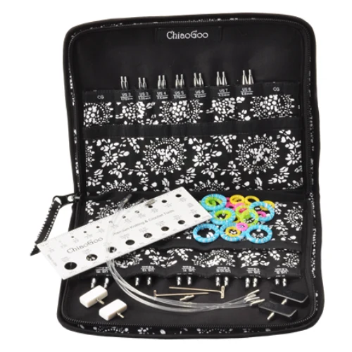 ChiaoGoo Interchangeable Circular Needle Set, Spin Bamboo, Complete, 10 cm