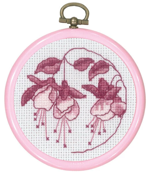 Embroidery Kit Rose Fuchsia 8 cm / 3.15 in dia.