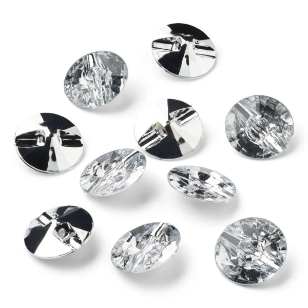 LindeHobby Crystal Buttons, Clear, 20 mm, 10 pcs