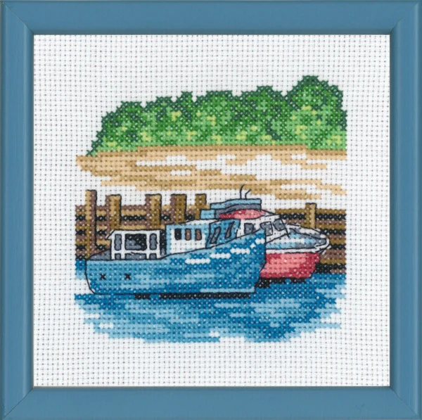 Embroidery Kit Blue Motorboats R5592 13 x 13 cm / 5.12 x 5.12 in