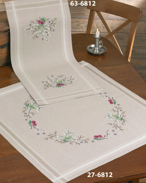 Embroidery Kit Wreath with Snowdrops 80 x 80 cm / 31.50 x 31.50 in
