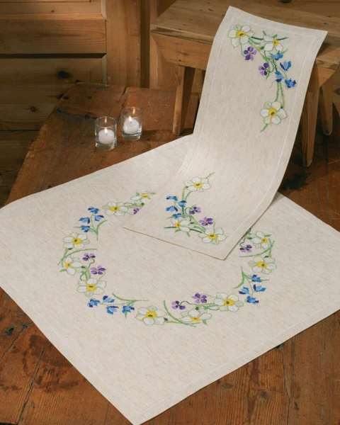 Embroidery Kit Spring Flowers 67 x 67 cm / 26.38 x 26.38 in