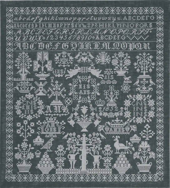 Embroidery Kit Gray sampler 54 x 59 cm / 21 x 23 in
