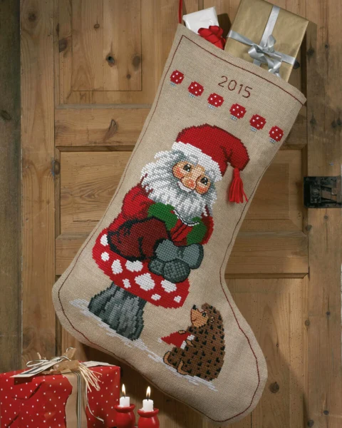 Embroidery Kit Elf and Hedgehog 60 x 84 cm / 23.62 x 33.07 in