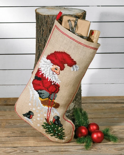 Embroidery Kit Elf and Christmas Tree 36 x 58 cm / 14 x 23 in