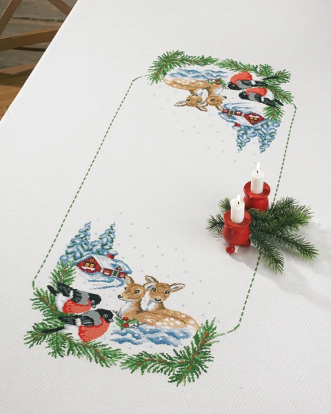 Embroidery Kit Roe Deer & Bullfinches 140 x 230 cm / 55.12 x 90.55 in