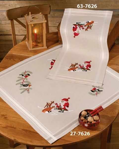 Embroidery Kit Santa with Forest Animals 40 x 80 cm / 16 x 31 in