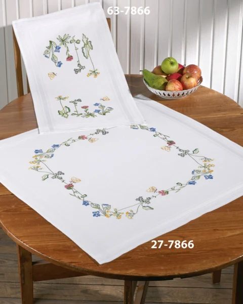 Embroidery Kit Almond Flowers 40 x 80 cm / 15.75 x 31.5 in