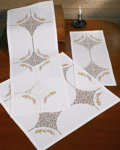 Embroidery Kit Hardanger with flowers 29 x 69 cm / 11.42 x 27.17 in