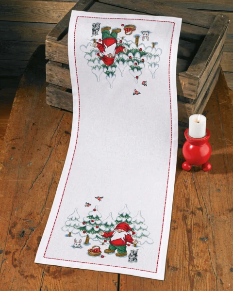 Embroidery Kit Gnome & Christmas tree 34 x 92 cm / 13.39 x 36.22 in