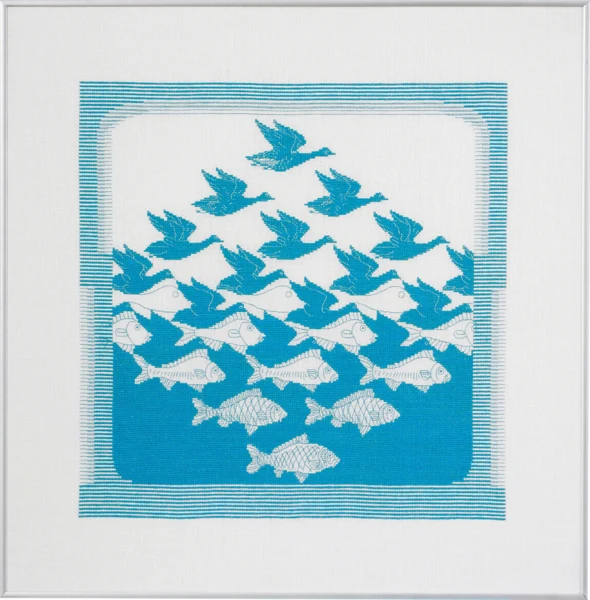 Embroidery Kit Bird/fish turquoise R5988 57 x 55 cm / 22.44 x 21.65 in