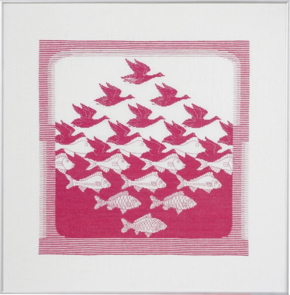 Embroidery Kit Bird/fish pink R5988 57 x 55