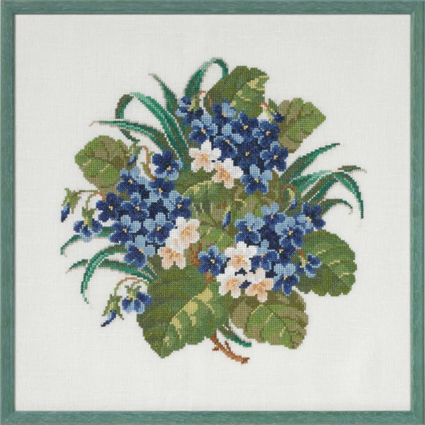 Embroidery Kit Bouquet with violets 37 x 37 cm / 14.57 x 14.57 in
