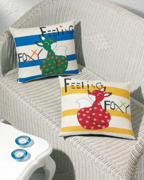 Embroidery Kit Feeling Foxy green 40 x 35 cm / 15.75 x 13.78 in