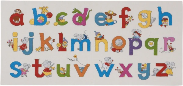 Embroidery Kit Happy Friends ABC R5391 30 x 65 cm / 11.81 x 25.59 in