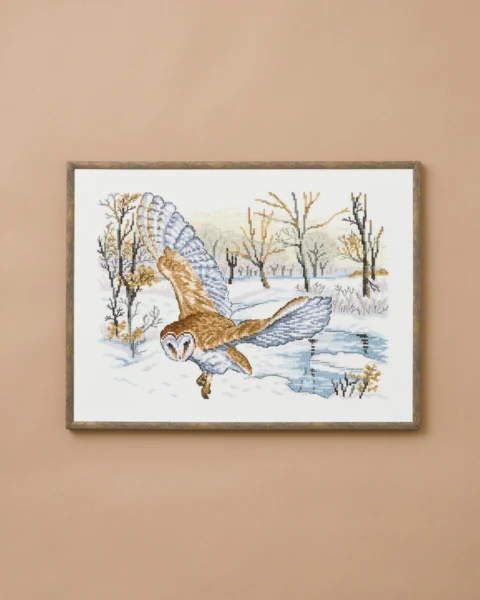 Embroidery Kit Barn Owl 30 x 40 cm / 11.81 x 15.75 in