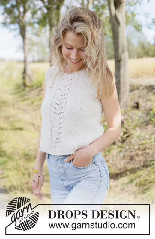 266-14 Summer Fan Top by DROPS Design