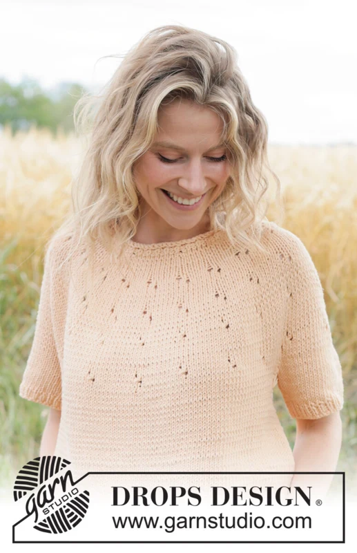268-22 Peach Whisper Top by DROPS Design