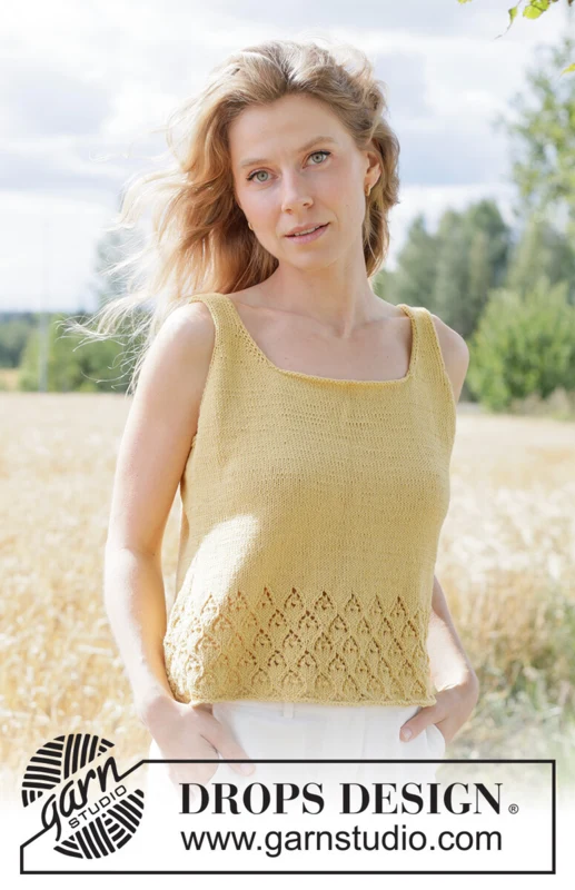 268-14 Sunflower Slip Top by DROPS Design