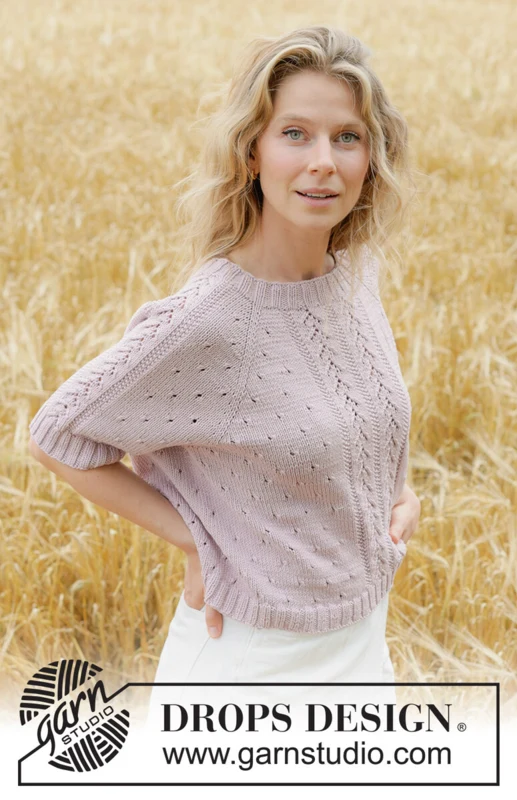 267-19 Rose Blossom Top by DROPS Design