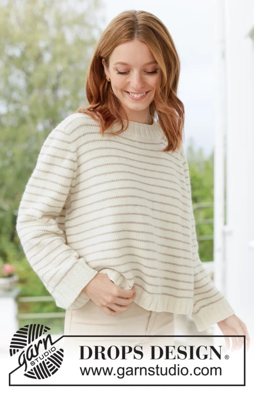 268-28 Caramel Stripes Sweater by DROPS Design