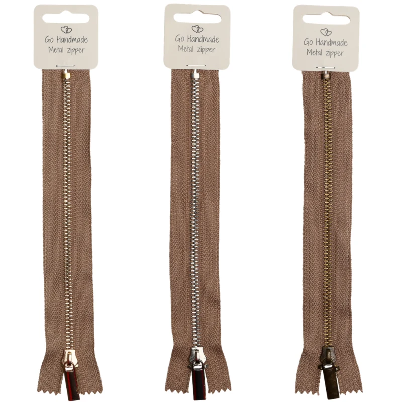 Go Handmade Metal Zipper Beige: Gold, silver and bronze