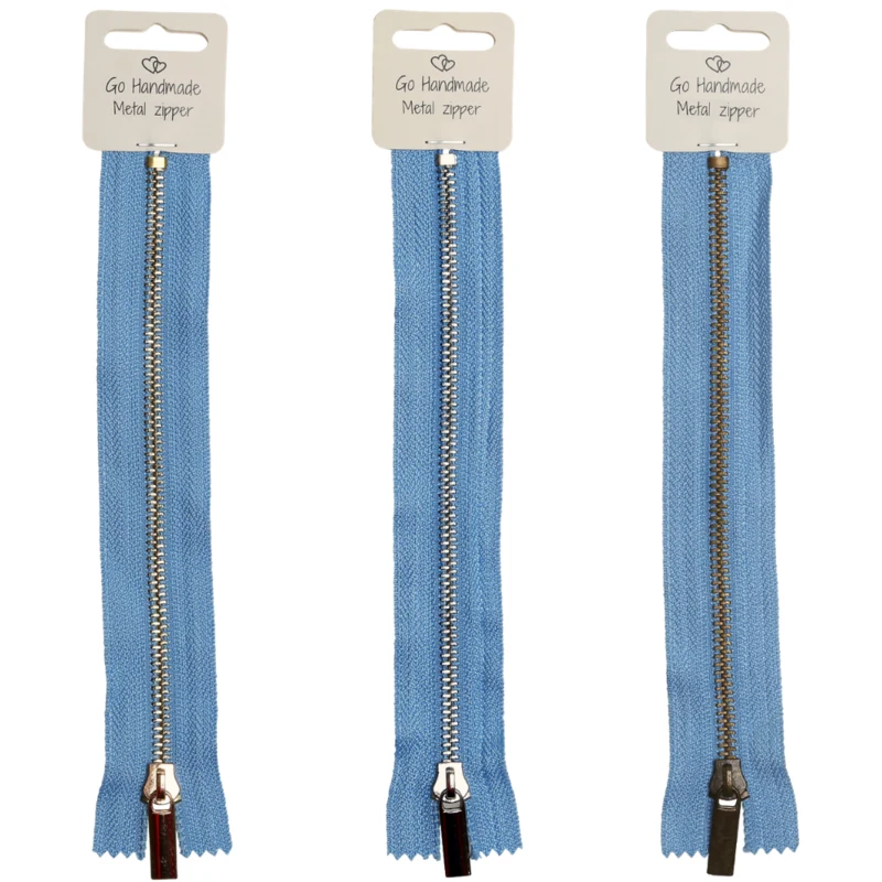 Go Handmade Metal Zipper Blue: Gold, silver and bronze