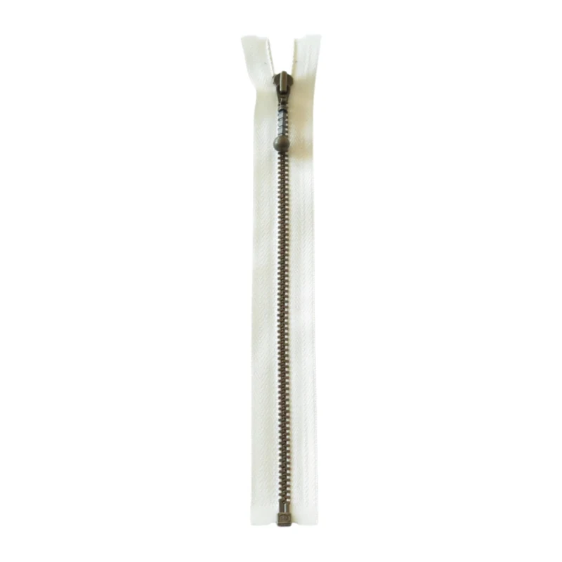 YKK Divisible Metal Zip 4 mm (25-65 cm) 841 Ecru, Antique brass
