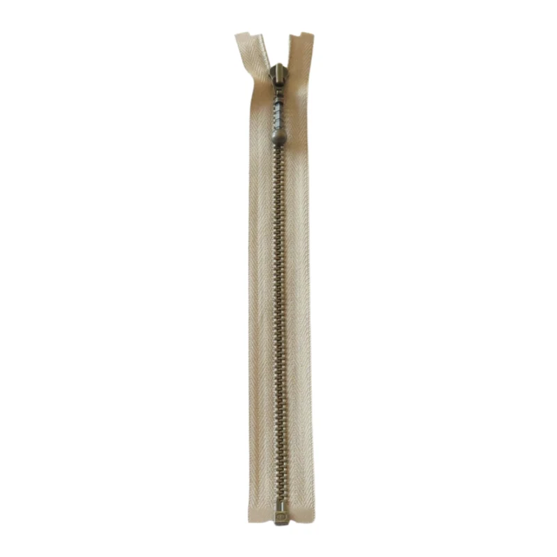 YKK Divisible Metal Zip 4 mm (25-65 cm) 573 Beige, Antique brass