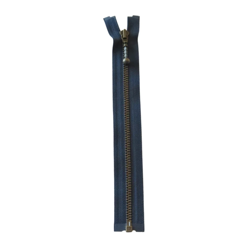 YKK Divisible Metal Zip 4 mm (25-65 cm) 560 Navy, Antique brass