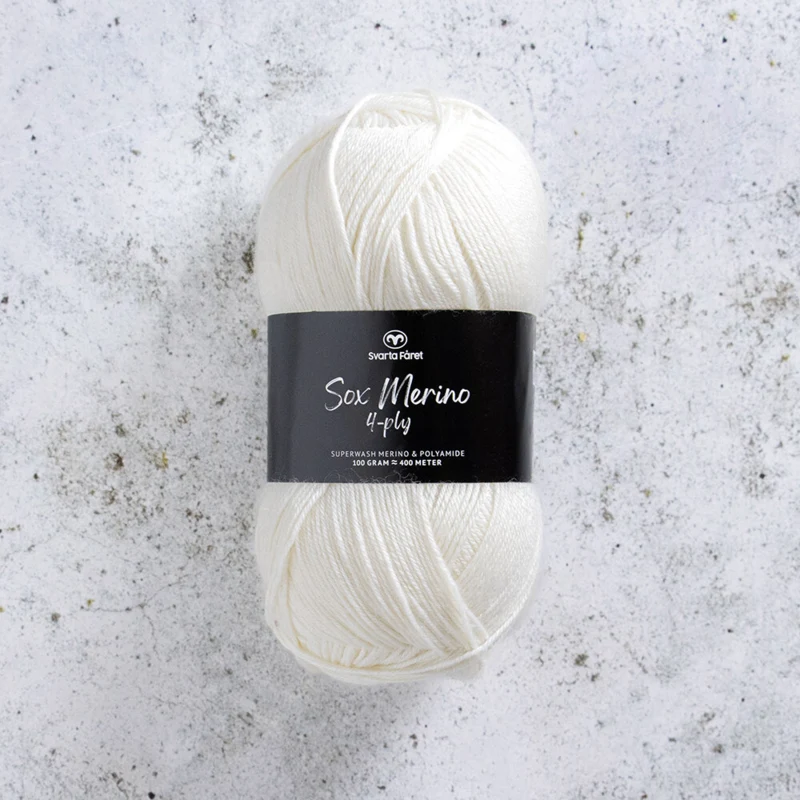 Svarta Fåret Sox Merino 4 ply 00 Natural white
