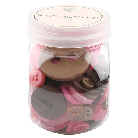Go Handmade Mix Buttons, Plastic - BROWN / PINK 100 G