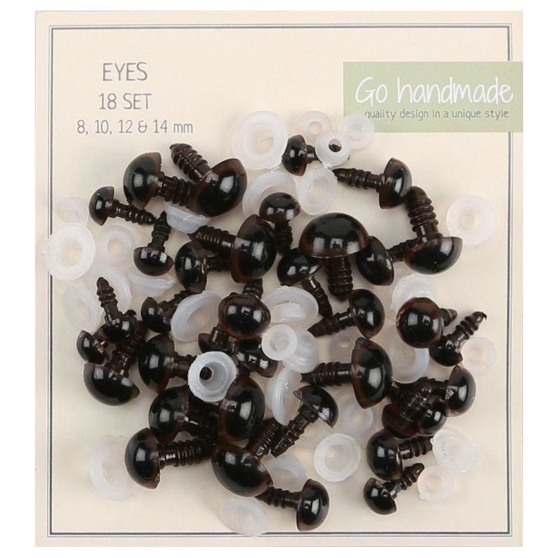 Go Handmade Safety Eyes Brown / Black (18 Pairs)