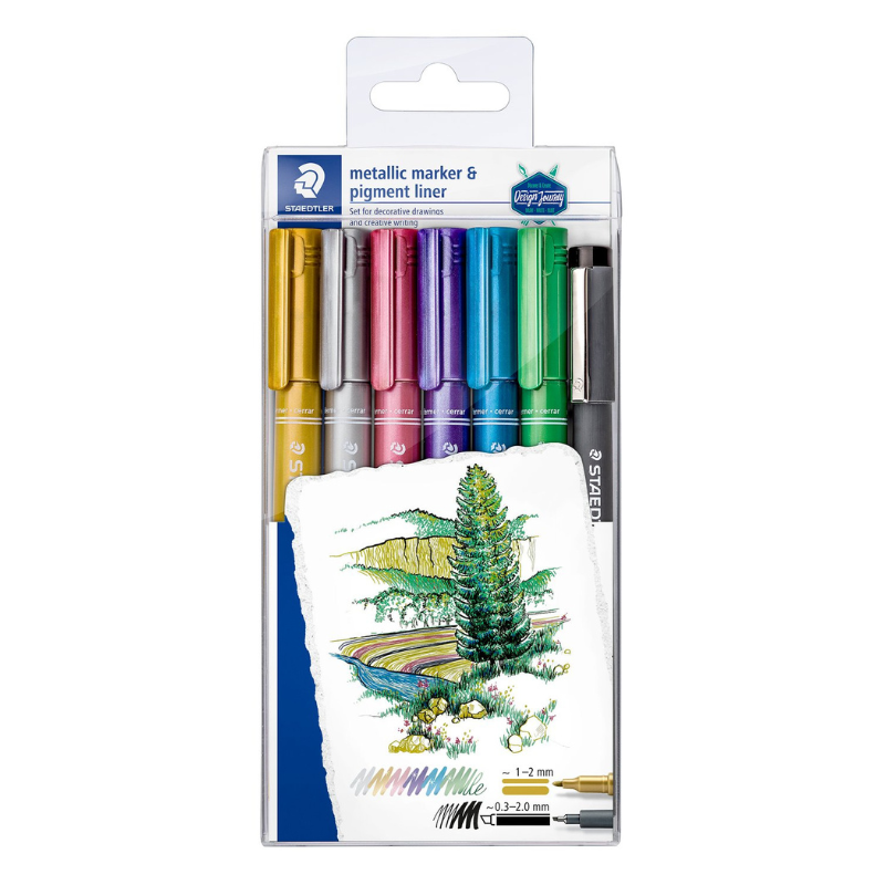 STAEDTLER Metallic marker & pigment liner, 6 + 1 pcs