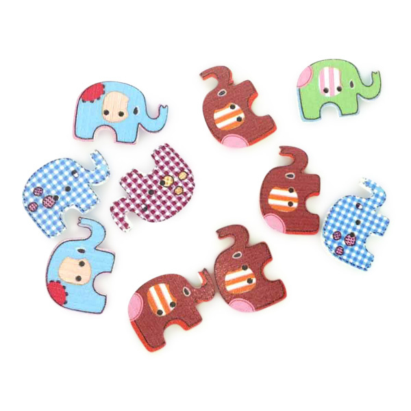 HobbyArts Træknapper Elefant, 10 stk