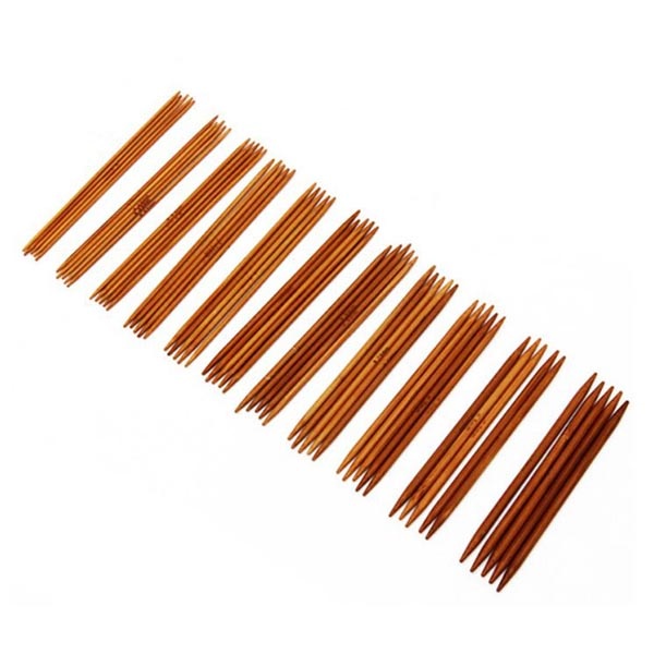 Strømpepindesæt, bambus, 15 str., 20 cm