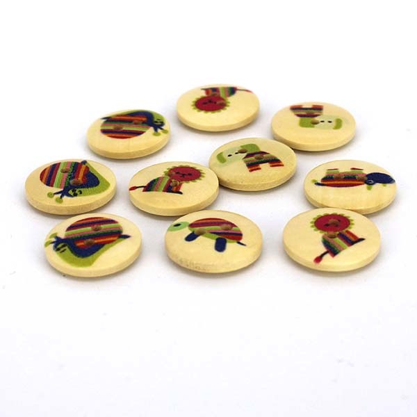 HobbyArts Runde Træknapper Dyreprint, 18mm, 10 stk