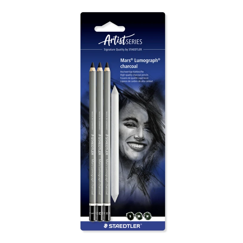 STAEDTLER March lumograph charcoal pencils & paper stump, 3 + 1 pcs – Main picture