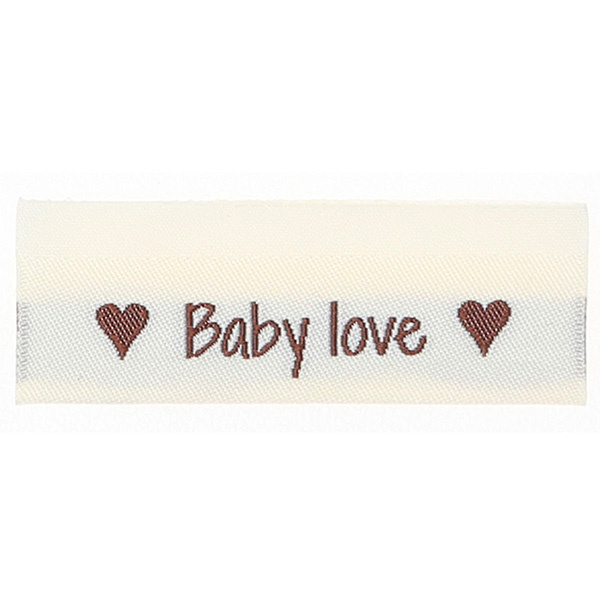 Go Handmade Woven Label, Double Sided, 50 x 11.5 mm, 10 pcs Baby love