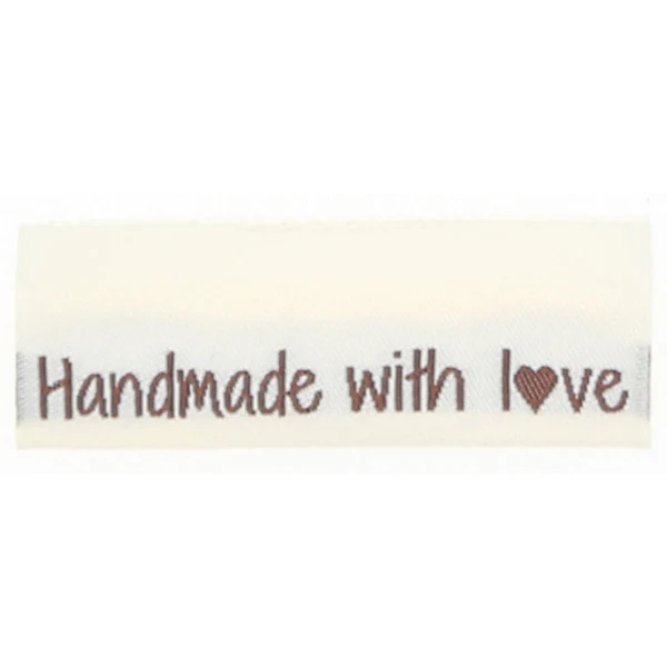 Go Handmade Woven Label, Double Sided, 50 x 11.5 mm, 10 pcs Handmade with love