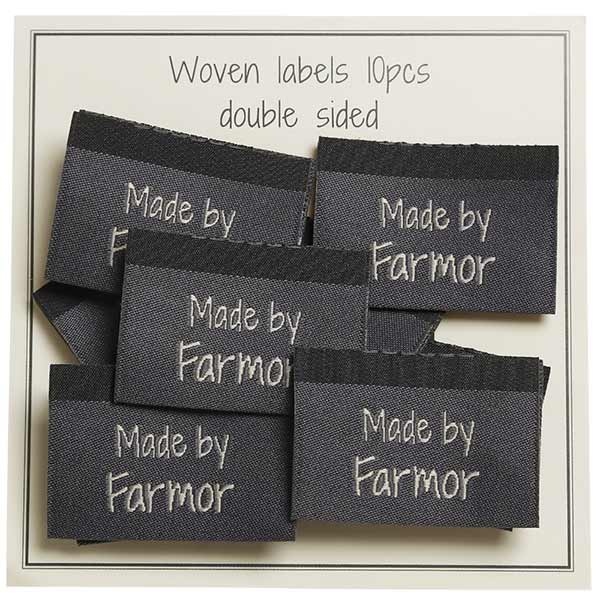 Go Handmade Vævet Label, Dobbeltsidet, Grå, 35 x 19 mm, 10 stk Made by Farmor