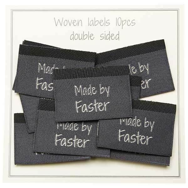Go Handmade Vævet Label, Dobbeltsidet, Grå, 35 x 19 mm, 10 stk Made by Faster