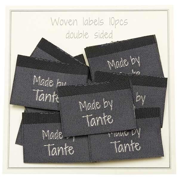 Go Handmade Vævet Label, Dobbeltsidet, Grå, 35 x 19 mm, 10 stk Made by Tante